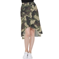 Camouflage Pattern Background Frill Hi Low Chiffon Skirt by artworkshop