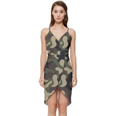 Camouflage Pattern Background Wrap Frill Dress by artworkshop