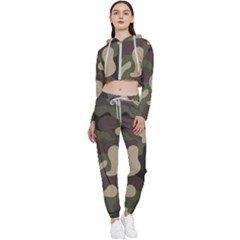 Camouflage Pattern Background Cropped Zip Up Lounge Set by artworkshop