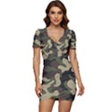 Camouflage Pattern Background Low Cut Cap Sleeve Mini Dress View1