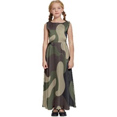 Camouflage Pattern Background Kids  Satin Sleeveless Maxi Dress by artworkshop