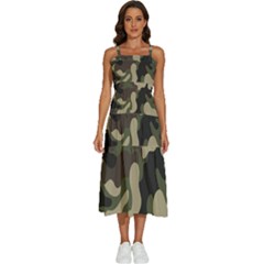 Camouflage Pattern Background Sleeveless Shoulder Straps Boho Dress by artworkshop