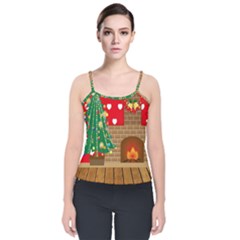 Christmas Room Velvet Spaghetti Strap Top by artworkshop