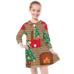 Christmas Room Kids  Quarter Sleeve Shirt Dress