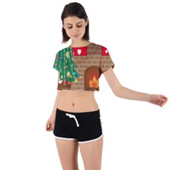 Christmas Room Tie Back Short Sleeve Crop Tee