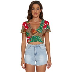 Christmas Room V-neck Crop Top