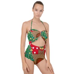 Christmas Room Scallop Top Cut Out Swimsuit by artworkshop