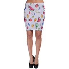 Fruit Summer Vitamin Watercolor Bodycon Skirt by artworkshop