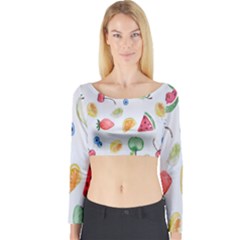 Fruit Summer Vitamin Watercolor Long Sleeve Crop Top by artworkshop