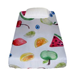 Fruit Summer Vitamin Watercolor Fitted Sheet (single Size) by artworkshop