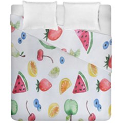 Fruit Summer Vitamin Watercolor Duvet Cover Double Side (california King Size) by artworkshop