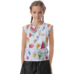 Fruit Summer Vitamin Watercolor Kids  Raglan Cap Sleeve Tee by artworkshop