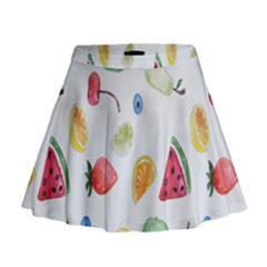 Fruit Summer Vitamin Watercolor Mini Flare Skirt by artworkshop