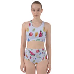 Fruit Summer Vitamin Watercolor Racer Back Bikini Set by artworkshop