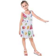 Fruit Summer Vitamin Watercolor Kids  Sleeveless Dress by artworkshop