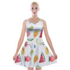 Fruit Summer Vitamin Watercolor Velvet Skater Dress by artworkshop