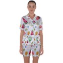 Fruit Summer Vitamin Watercolor Satin Short Sleeve Pajamas Set View1