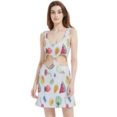 Fruit Summer Vitamin Watercolor Velour Cutout Dress by artworkshop