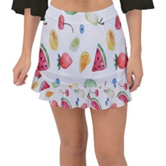 Fruit Summer Vitamin Watercolor Fishtail Mini Chiffon Skirt by artworkshop