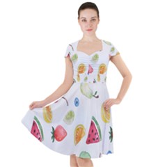 Fruit Summer Vitamin Watercolor Cap Sleeve Midi Dress by artworkshop