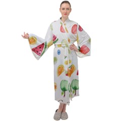 Fruit Summer Vitamin Watercolor Maxi Velour Kimono by artworkshop