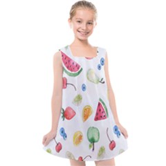 Fruit Summer Vitamin Watercolor Kids  Cross Back Dress by artworkshop