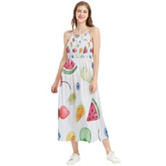 Fruit Summer Vitamin Watercolor Boho Sleeveless Summer Dress by artworkshop