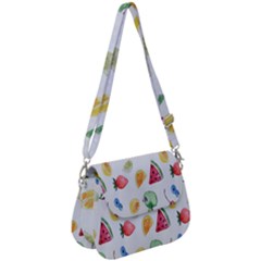 Fruit Summer Vitamin Watercolor Saddle Handbag by artworkshop