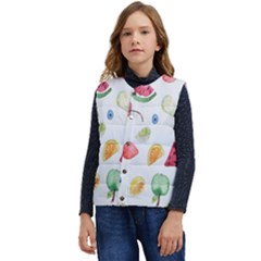 Fruit Summer Vitamin Watercolor Kid s Short Button Up Puffer Vest	 by artworkshop