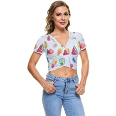 Fruit Summer Vitamin Watercolor Short Sleeve Foldover Tee by artworkshop