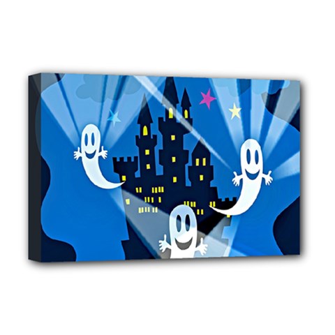 Halloween Ghosts Haunted House Deluxe Canvas 18  X 12  (stretched) by artworkshop