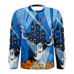 Halloween Ghosts Haunted House Men s Long Sleeve Tee by artworkshop