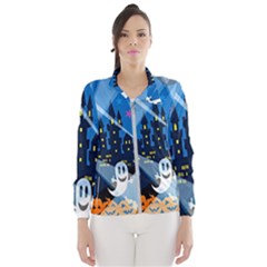 Halloween Ghosts Haunted House Women s Windbreaker by artworkshop