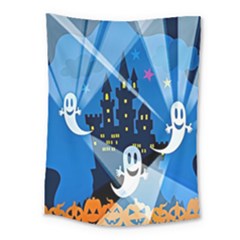 Halloween Ghosts Haunted House Medium Tapestry by artworkshop