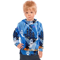 Halloween Ghosts Haunted House Kids  Hooded Pullover by artworkshop