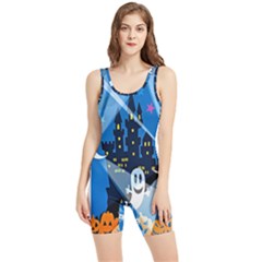 Halloween Ghosts Haunted House Women s Wrestling Singlet by artworkshop