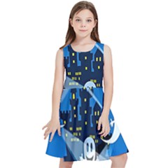 Halloween Ghosts Haunted House Kids  Skater Dress by artworkshop