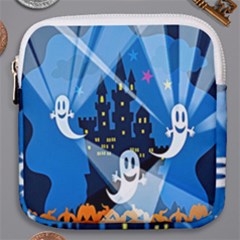 Halloween Ghosts Haunted House Mini Square Pouch by artworkshop