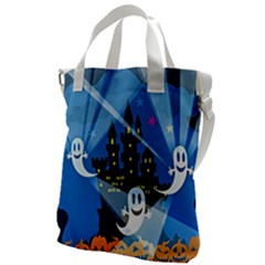 Halloween Ghosts Haunted House Canvas Messenger Bag by artworkshop