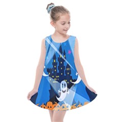 Halloween Ghosts Haunted House Kids  Summer Dress by artworkshop