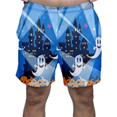 Halloween Ghosts Haunted House Men s Shorts by artworkshop