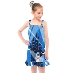 Halloween Ghosts Haunted House Kids  Overall Dress by artworkshop