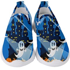 Halloween Ghosts Haunted House Kids  Slip On Sneakers by artworkshop