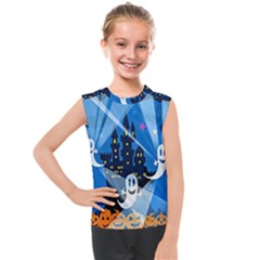 Halloween Ghosts Haunted House Kids  Mesh Tank Top by artworkshop