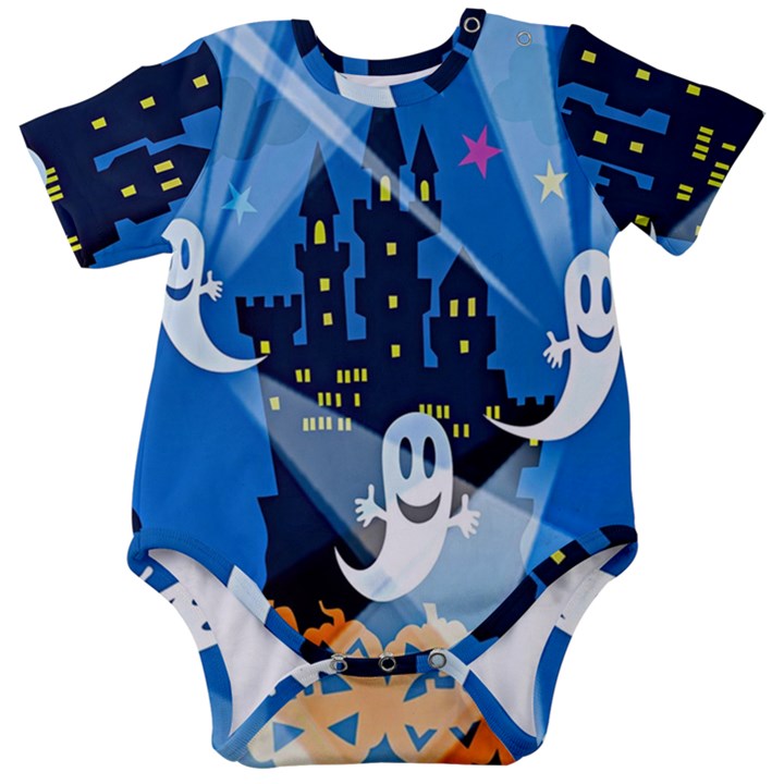 Halloween Ghosts Haunted House Baby Short Sleeve Onesie Bodysuit