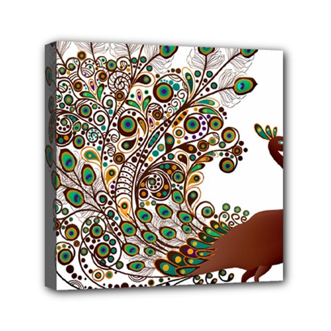 Peacock Graceful Bird Animal Mini Canvas 6  X 6  (stretched) by artworkshop