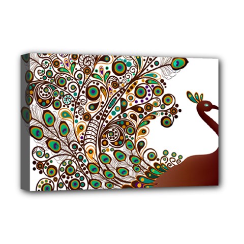 Peacock Graceful Bird Animal Deluxe Canvas 18  X 12  (stretched) by artworkshop