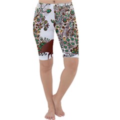 Peacock Graceful Bird Animal Cropped Leggings  by artworkshop