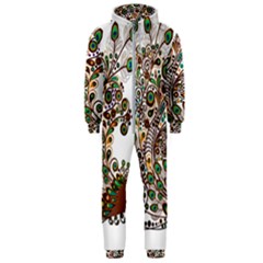 Peacock Graceful Bird Animal Hooded Jumpsuit (men) by artworkshop