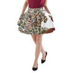 Peacock Graceful Bird Animal A-line Pocket Skirt by artworkshop